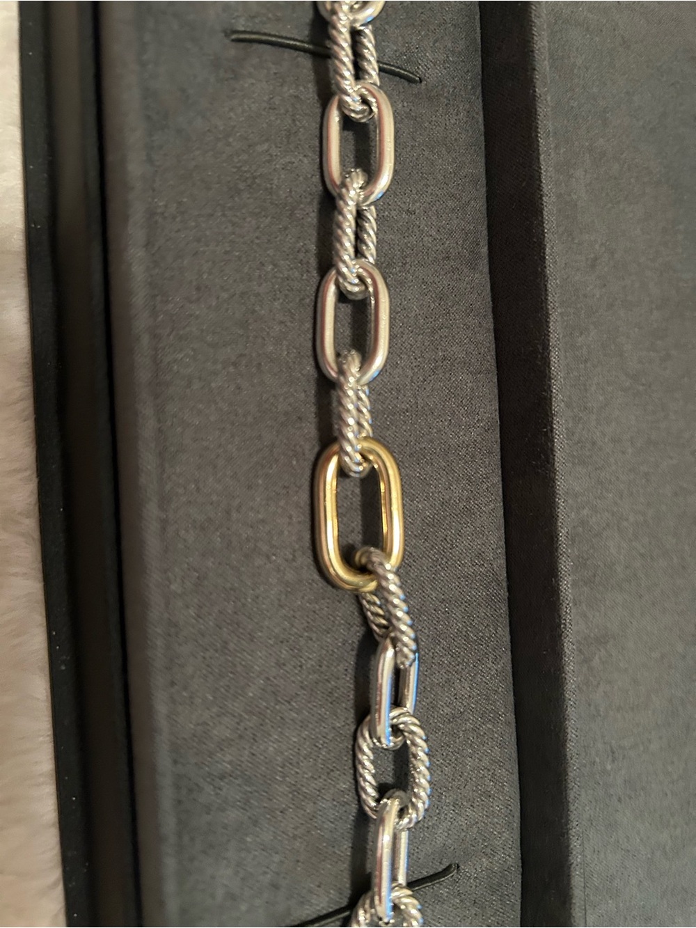 David Yurman Two-Tone Rope and Oval Link Bracelet — Silver & Gold